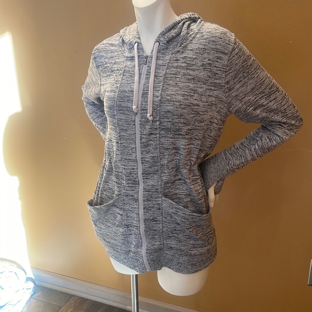 ATHLETA long heathered grey zip up hoodie,Like new